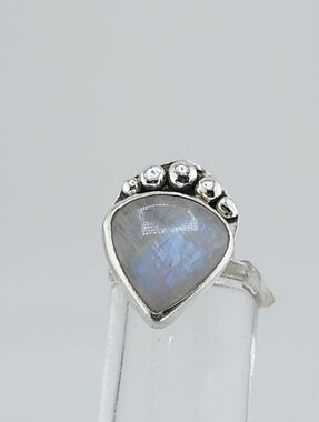 MOONSTONE TEAR DROP RING HANDMADE I  STERLING SILVER SIZE 7.5